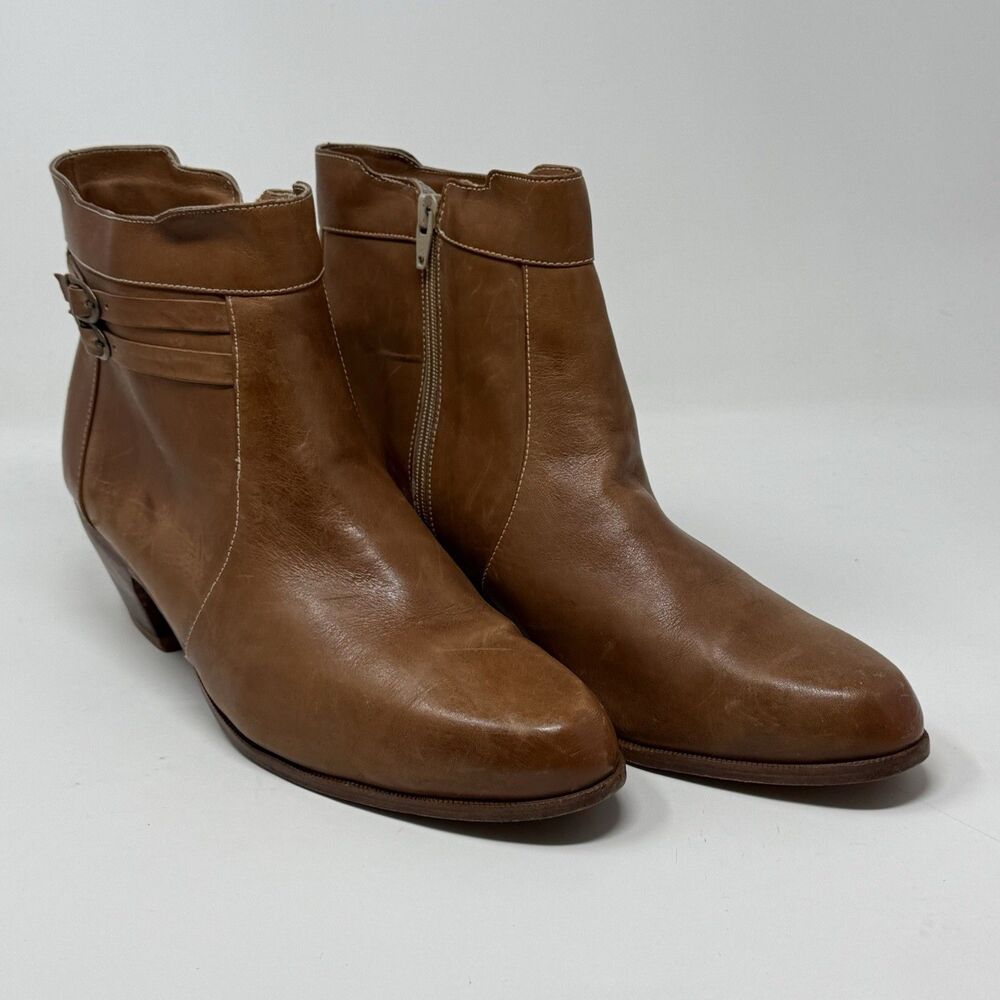 Kinney Crosby Square Cowboy Boots Mens 12 Brown Leather Side Zip Buckle Vintage